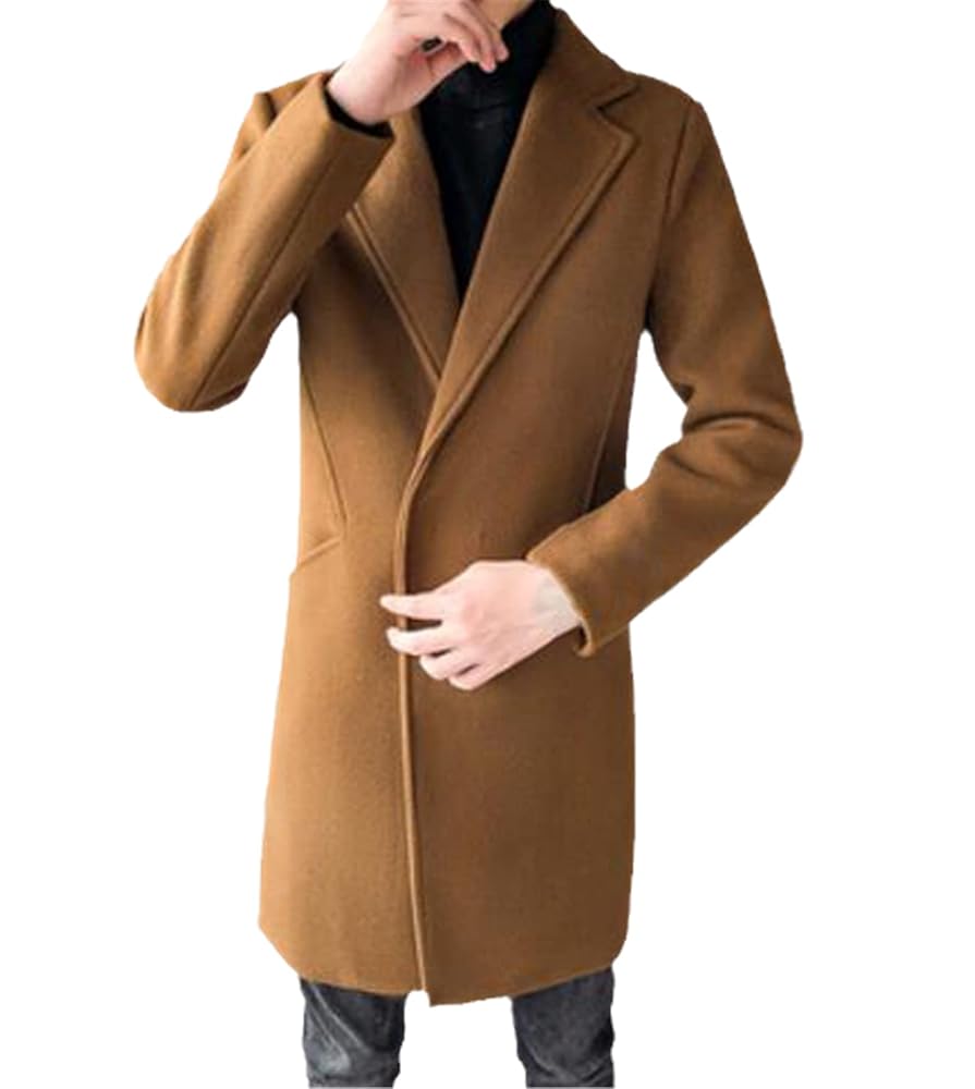 ジャケット・アウター NO ID Long Wool trench coat ZYXTIM Men's Trench Coat Winter Classic Wool Jacket Long